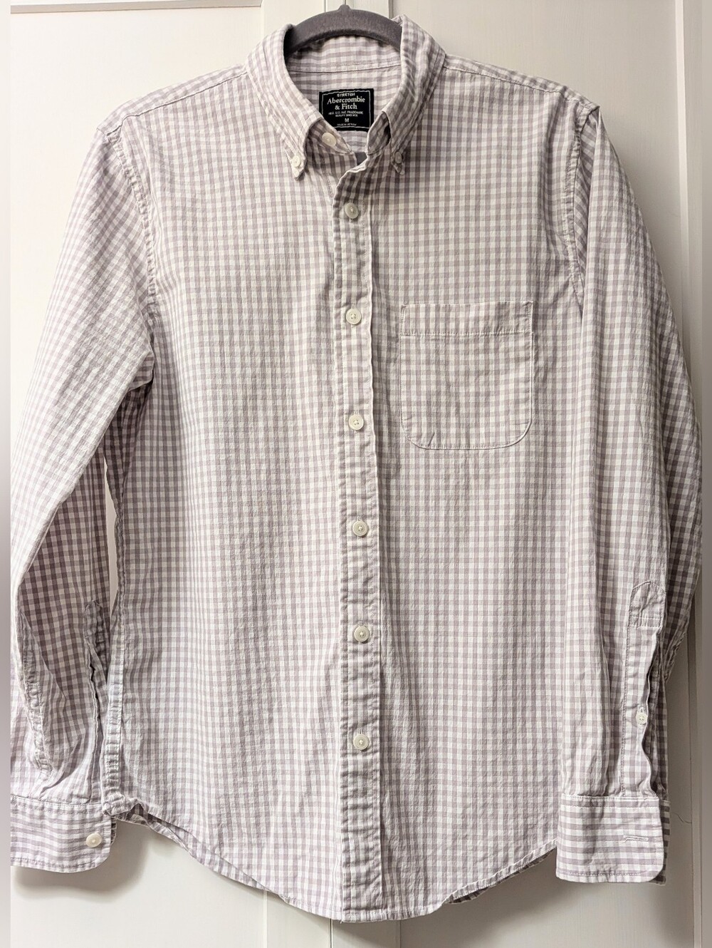 ABERCROMBIE & FITCH, Stretch, Gingham Button Down, Size Medium, EUC